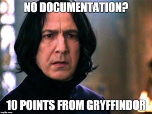 Snape with the caption, No Documentation? 10 Points from Gryffindor